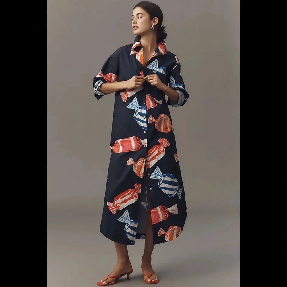 Anthropologie The Soren Long-Sleeve Shirt Dress by Maeve - Picture 1 of 16